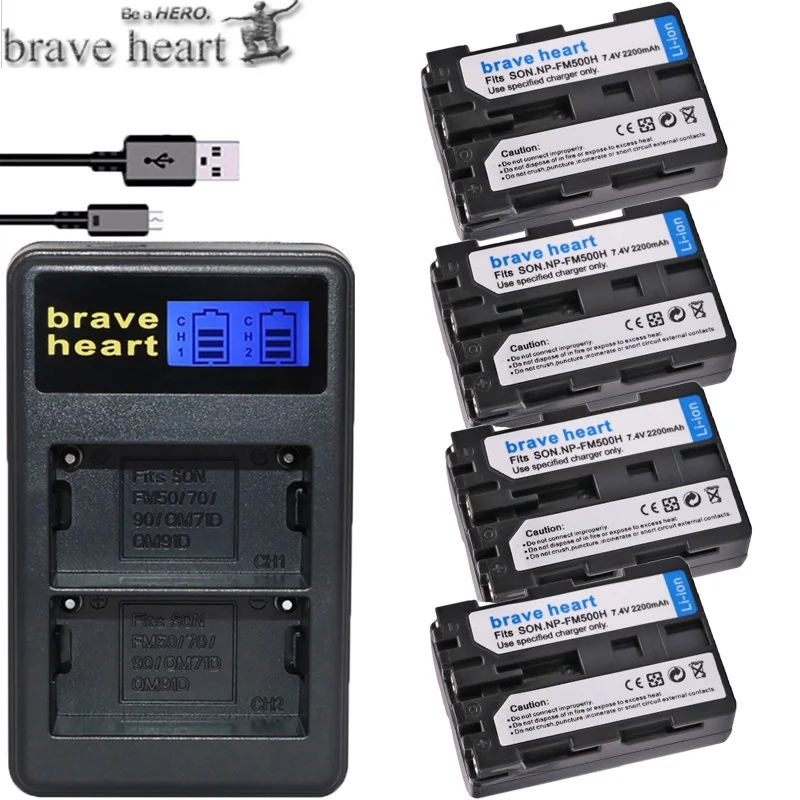 charger and 4battery Brave сердце 2x NPFM500H Bateria NP FM500H NP-FM500H батарея для sony A200 A350 A700 A900 A300 A550 A350 A850 A560 A580 A57 a58 - Цвет: charger and 4battery