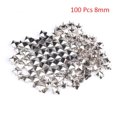 02 100Pcs мода 7мм DIY Спайк площади стержня заклепки Punk сумка пояс изделия из серебра - Цвет: 02