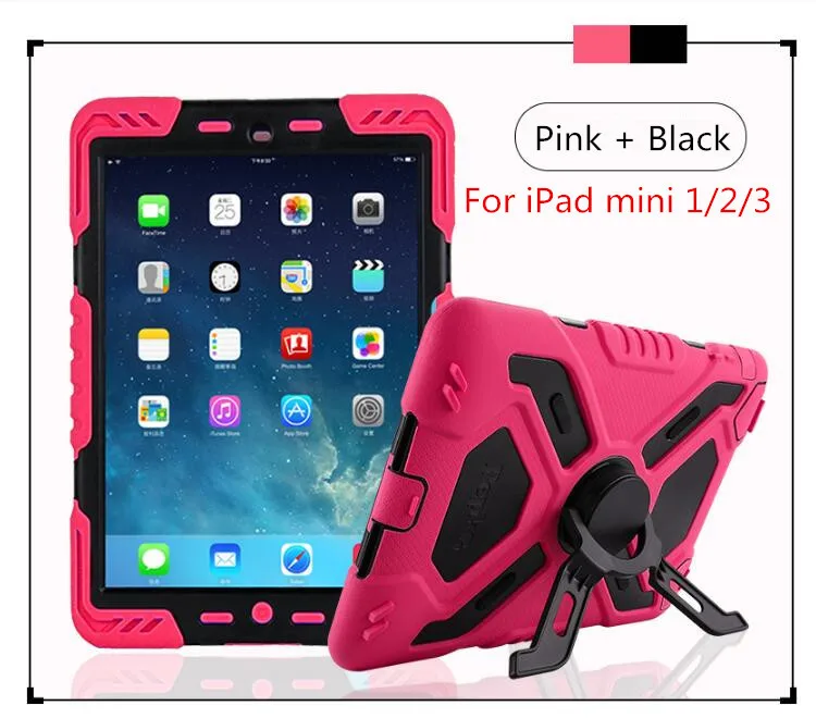 For mini 1 2 3 Pink Водонепроницаемый ударопрочный чехол для iPad mini 1 2 3 4, безопасный Чехол-подставка для iPad mini 4, сверхпрочный силиконовый чехол - Цвет: For mini 1 2 3 Pink
