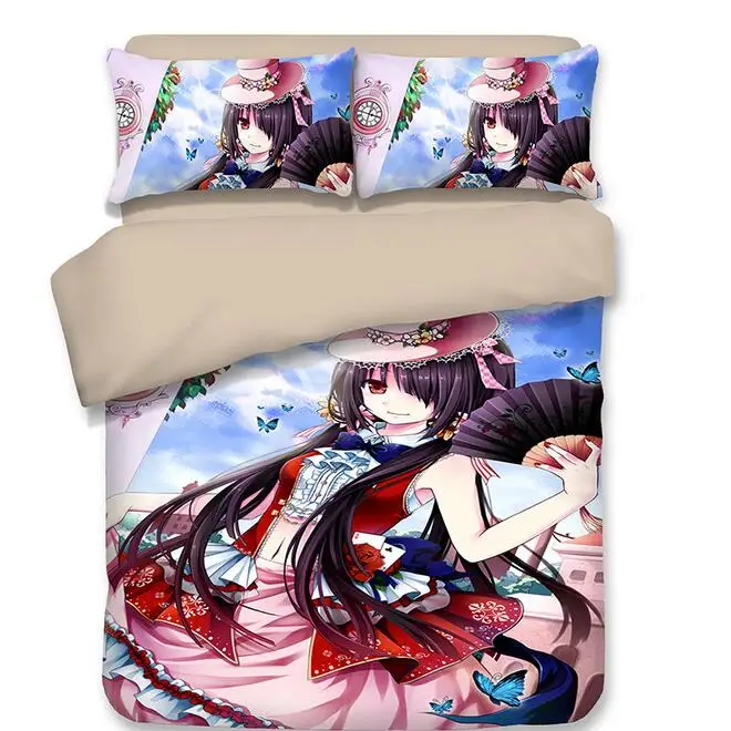 6 Взрослый Мультфильм Японское Аниме Tokisaki Kurumi сексуальные постельные принадлежности Твин Полный queen King размер пододеяльник наволочка для одной двойной кровати - Цвет: 6