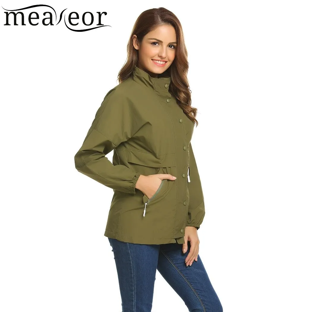 Meaneor модная куртка со стоячим воротником для женщин Осенний Повседневный плащ