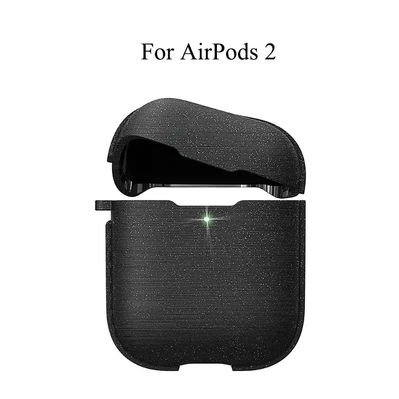 Black For Airpods 2 Роскошный Блестящий Матовый кожаный защитный чехол для наушников для Airpods 2 металлическое кольцо Держатель гибкий чехол для зарядки наушников для Airpods - Цвет: Black For Airpods 2