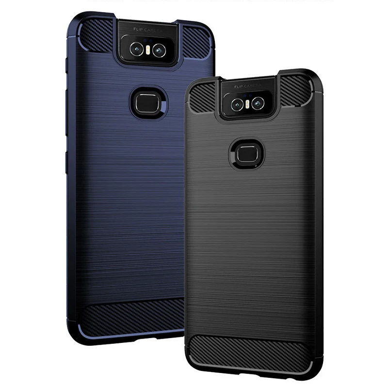 Esobest ZS630KL Shockproof Soft TPU cover for ASUS ZenFone 6 Carbon fiber Brushed texture Silicone case | Мобильные телефоны и