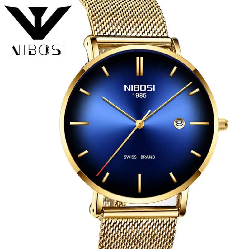 NIBOSI Relogio Masculino люксовый бренд Мужские часы Стальные водонепроницаемые спортивные