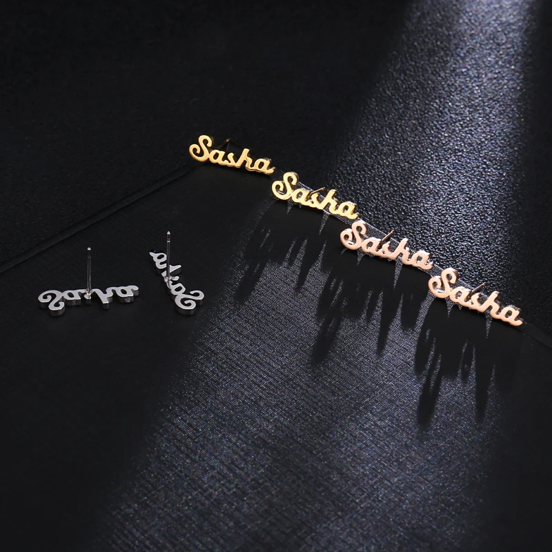 Пользовательские именные серьги персонализированные начальные Mujer Moda из