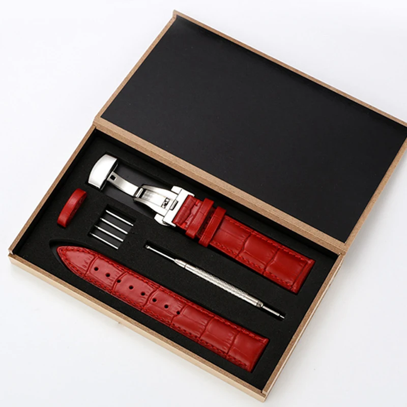 Genuine leather watchband watch belt strap womans wristwatches band blue pink red white pink buckle 12mm 14mm 16mm 18mm 20mm