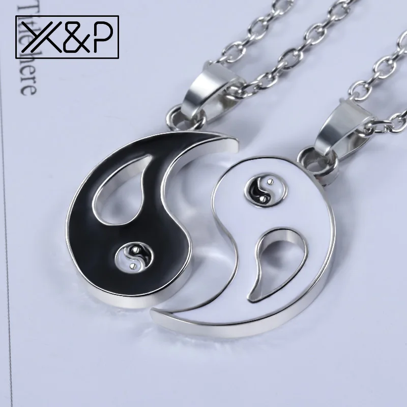 X &amp P Мода сплетни Инь Ян комбинированный черный белый кулон ожерелье для женщин