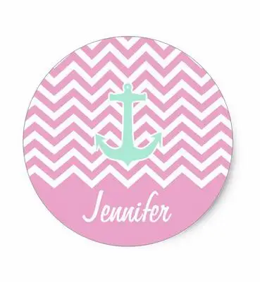 

1.5inch Girly Pink Teal Anchor Fashion Monogram Classic Round Sticker