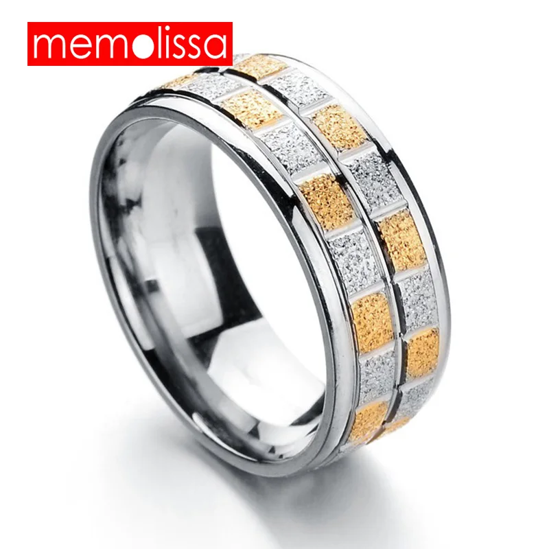 

MeMolissa Gold Silvery Frosted Finger Ring for Woman Man Wedding Jewelry 316L Stainless Steel Top Quality 8mm Ring Never Fade