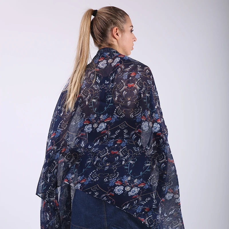 Jinjin. QC 2019 Модный Женский Шарф Из Вискозы Шарфы и Палантины Цветочные Бандана