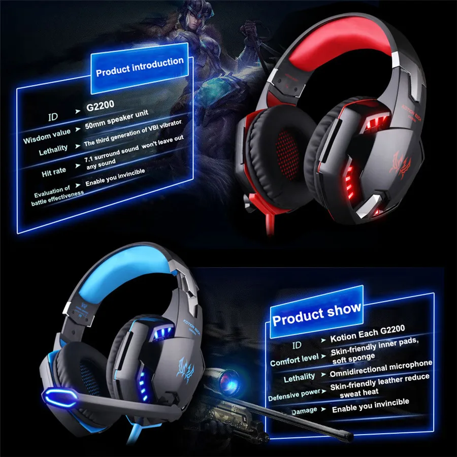 Каждая вибрационная игровая гарнитура USB объемный звук PC гарнитура Gamer 7,1 Игровые наушники для компьютера с микрофоном светодиодный светильник