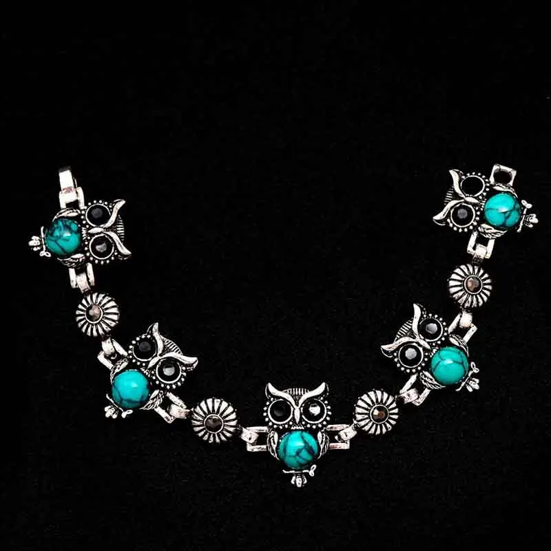 bracelet Камень ожерелье набор Сова браслет& серьги; ожерелье ювелирные изделия для женщин кулон длинная цепь ожерелье-в кулон ожерелья в подарок - Окраска металла: bracelet