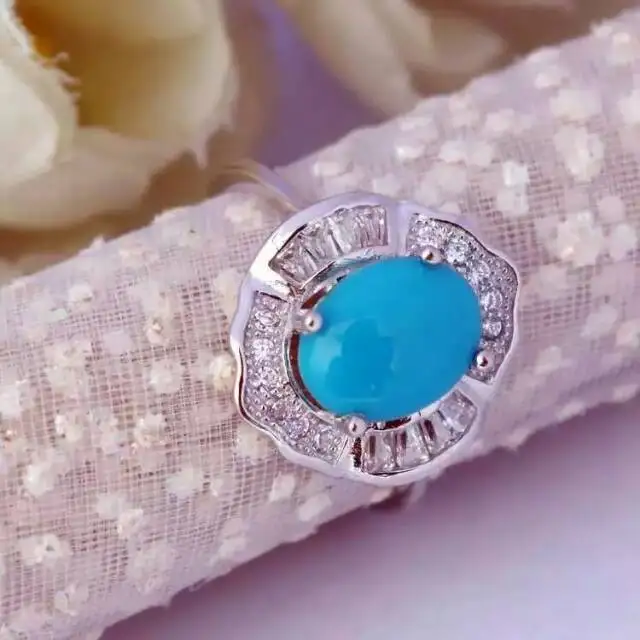 

Natural green turquoise Ring Natural gemstone Ring 925 sterling silver trendy luxurious Thick round women's party fine Jewelry