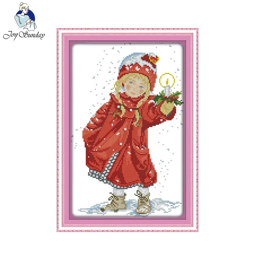Joy sunday figure style Christmas candle easy cross stitch kits modern embroidery painting by hand make | Дом и сад