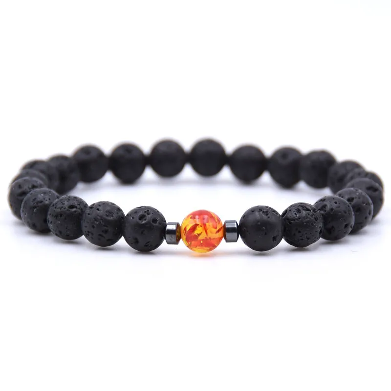 Браслет из лавового камня для мужчин и женщин браслеты с бусинами 8 мм голограмма