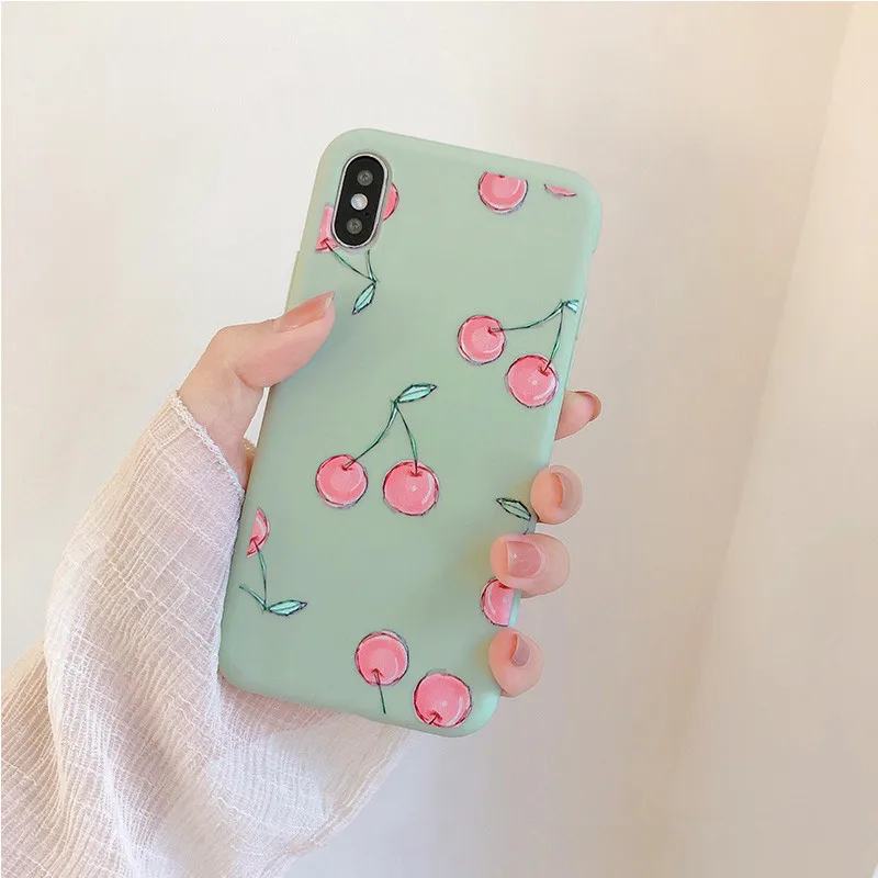 Розовый Вишневый фруктовый узор задняя крышка телефонные чехлы для iPhone 8 7 6 6s Plus