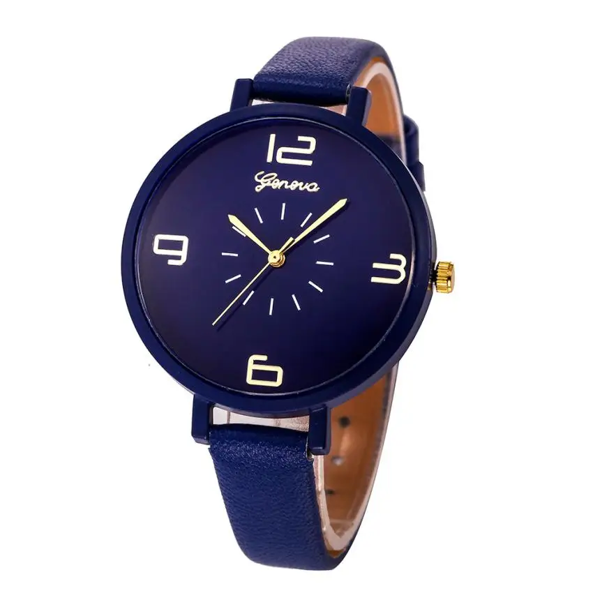 

2018 New simple leather Brand Geneva Casual Quartz Watch Women Faux Leather Watches Relogio Feminino Wrist Watch Hot sale #D