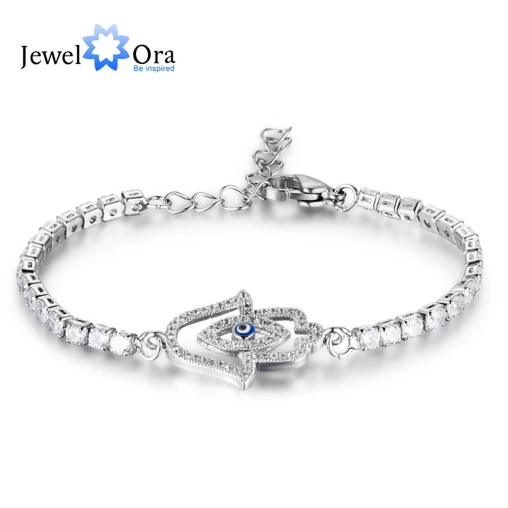 Ручной браслет-амулет Фатимы для женщин 2 мм кубический цирконий серебряный цвет