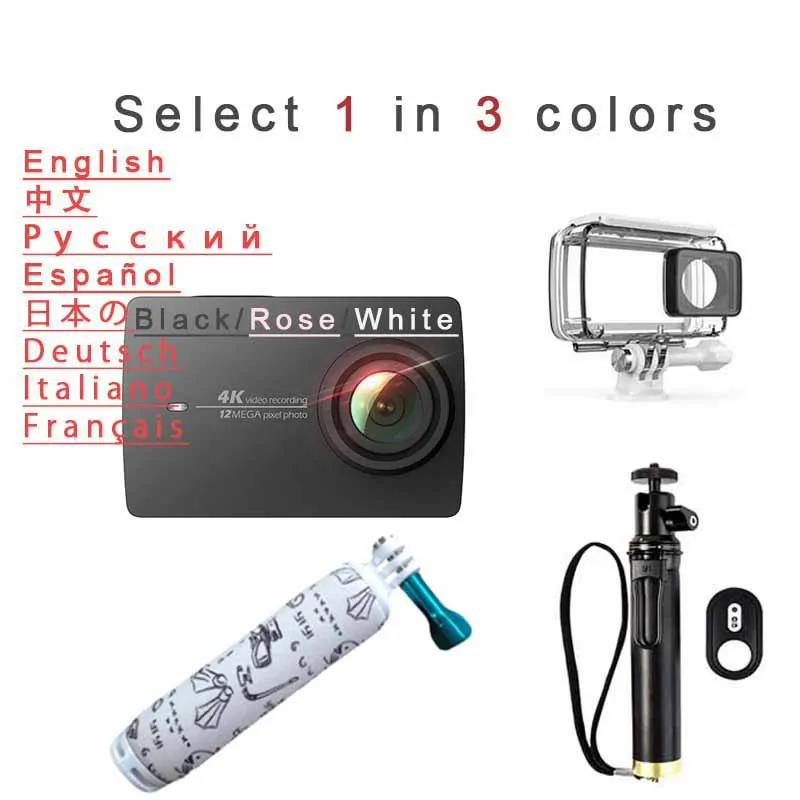 Camera CaseRod stick Xiaomi Yi 4k Экшн-камера, Спортивная мини-камера, уличная камера, экран, Wifi, Bluetooth, широкоугольный объектив, сенсорный экран, Camaras TF Slo - Цвет: Camera CaseRod stick