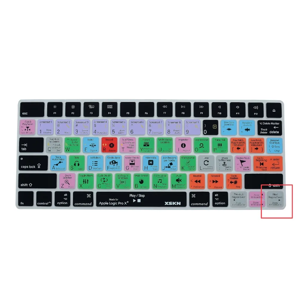 XSKN для кожи клавиатуры Logic Pro X Apple iMac Magic Keyboard английские быстрые клавиши