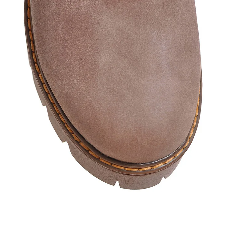 Chainingyee Повседневный стиль круглый носок Нубуковые туфли на каблуках шнуровке с