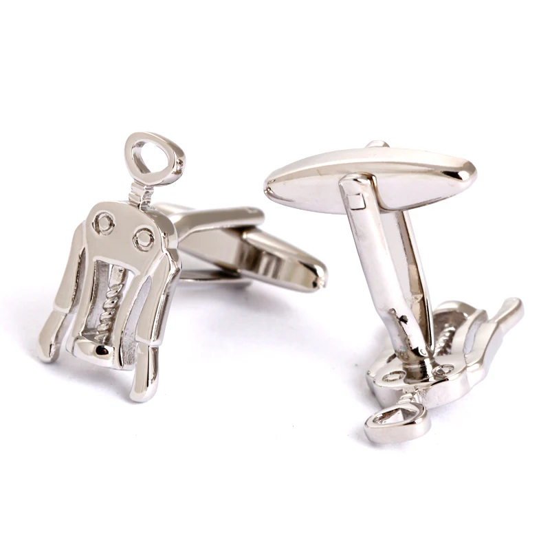 Забавные запонки новинка Серебряный штопор открывалка для бутылок мужской