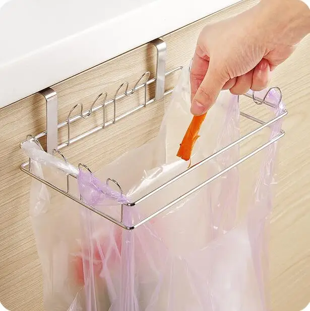 

Stainless Steel Garbage Bags Storage Rack Fitted Mount Trash Rack Plastic Bags Rack