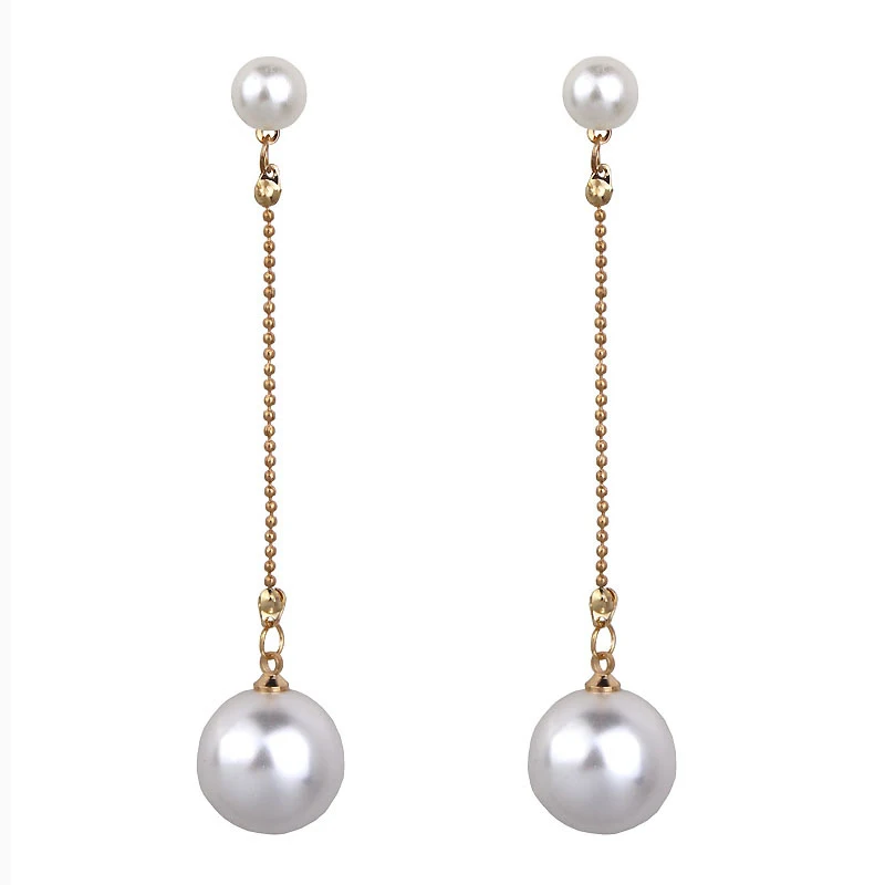 European Fashion Simulated Pearls Earrings Long Tassel For Women Lady Jewelry Brincos 2019 New | Украшения и аксессуары