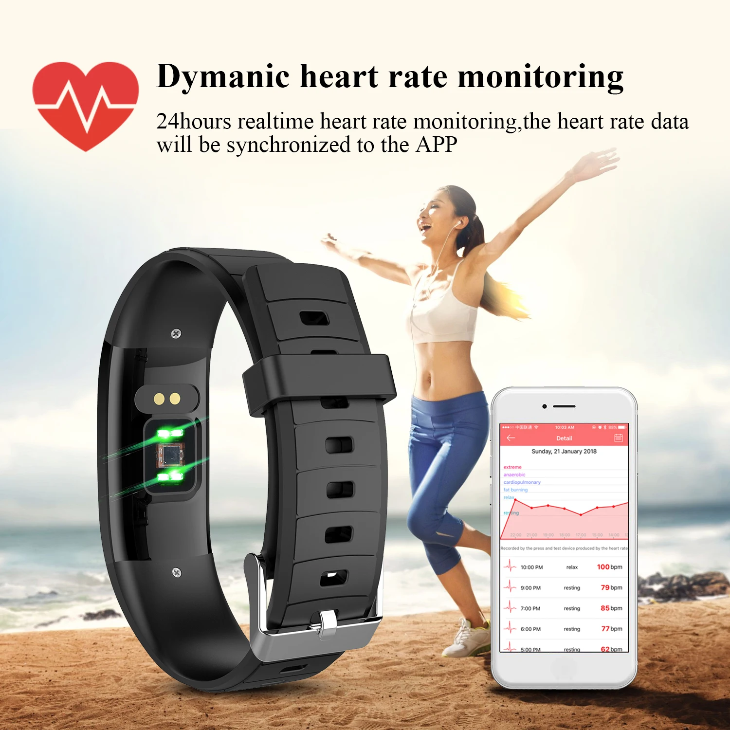 Betreasure UPX Smart Wristband Blood Pressure/Heart Rate Monitor Fitness Bracelet Bluetooth Color Screen Movement Band | Электроника