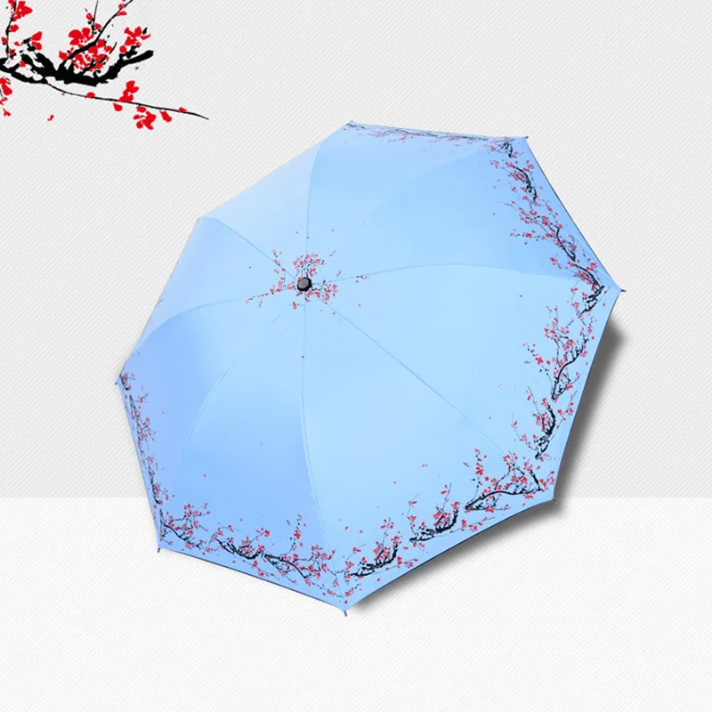 Yesello цветок сливы Складной Зонтик Для женщин свадебный Карманный розовый