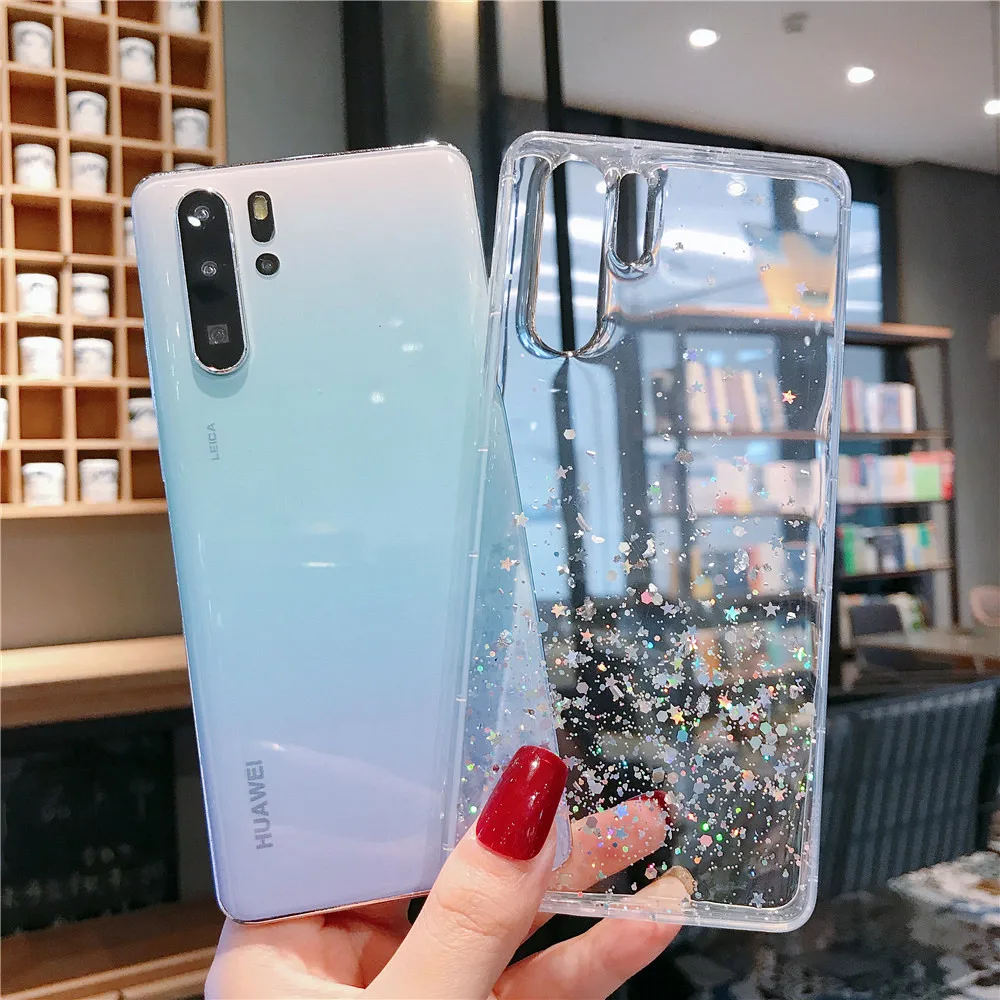 Роскошный Прозрачный блестящий силиконовый чехол для телефона Huawei P30 P20 P40 Pro P Smart Z