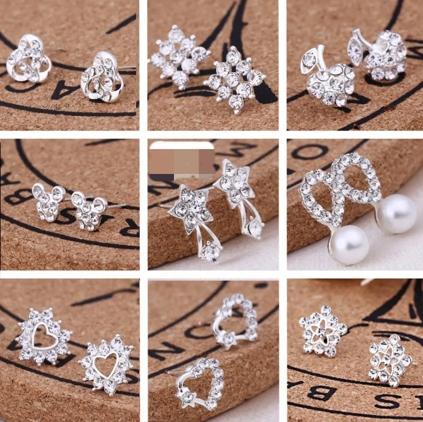 10pair/pack wholesale fashion jewelry Earrings for women crystal Pearl earrings High quality and low price free shipping | Украшения и