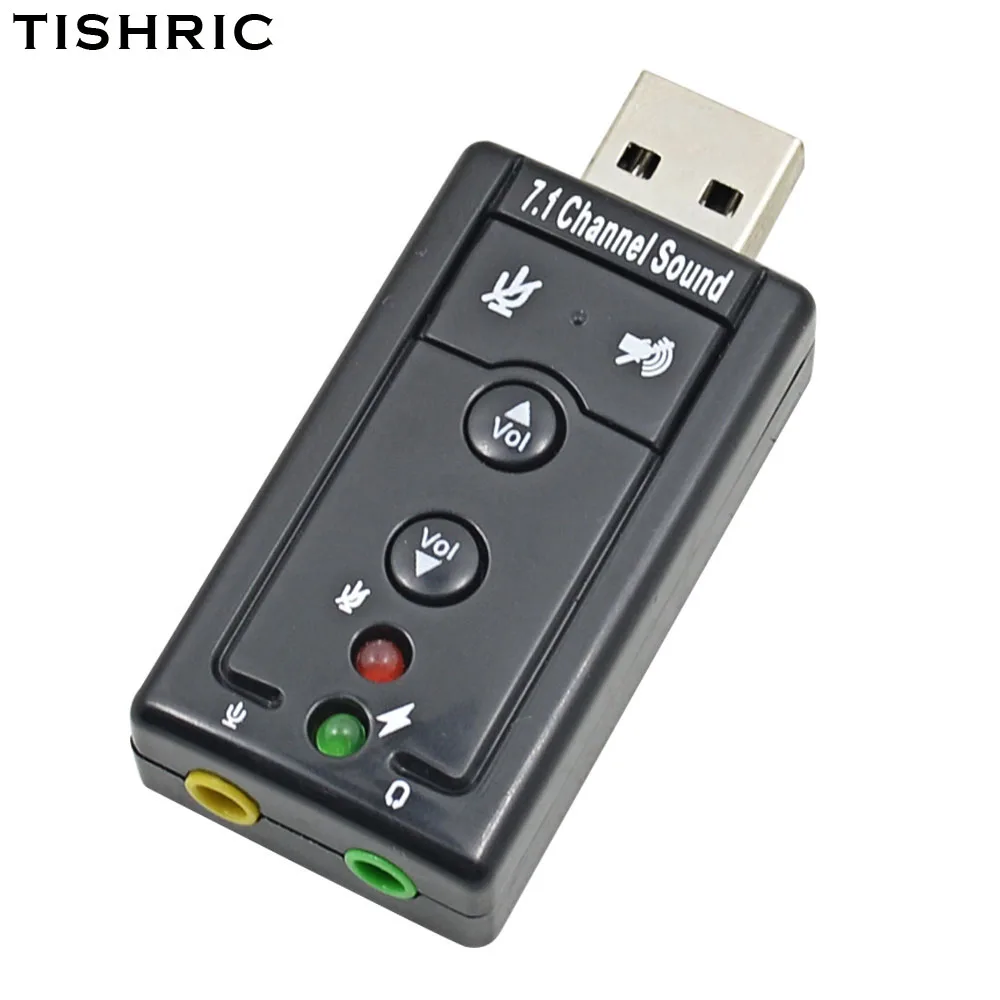 TISHRIC 7,1 внешний USB Аудио Звуковая карта адаптер Виртуальный 3D стерео микрофон наушники 3,5 мм разъем для usb 2,0 для Mac компьютер Android