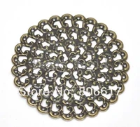 best quality 30 pcs bronze tone filigree round wraps connector embellishments jewelry findings 48x48mmw03482 x 1