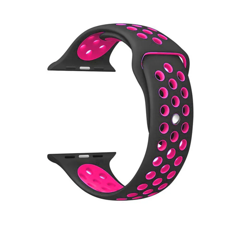 black rose Red Спортивный силиконовый ремешок для Apple watch 5 4 3 2 1 дышащий браслет ремешок correa Apple watch 42 мм 38 мм для Nike+ iwatch 44 мм 40 мм - Цвет ремешка: black rose Red