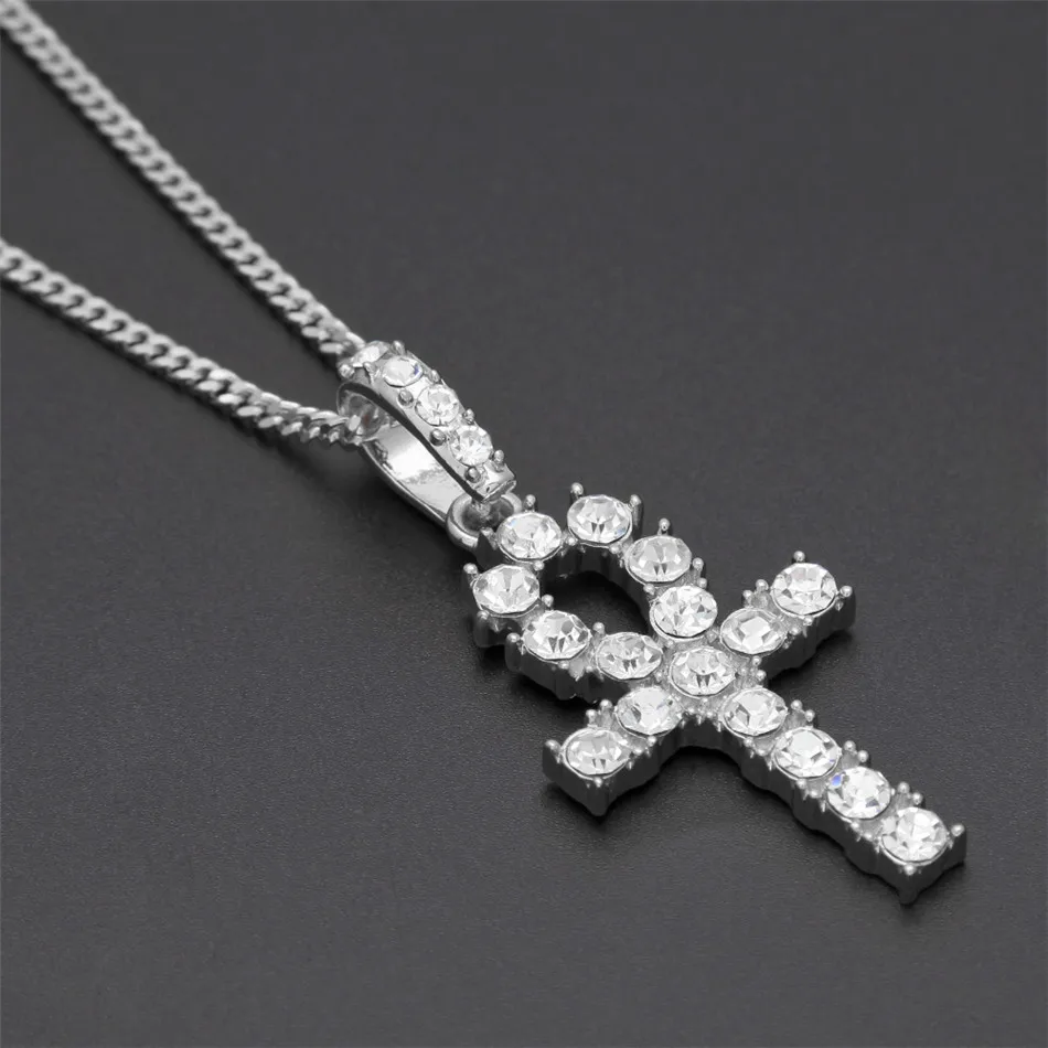 UWIN ожерелье АНК Египетские украшения хип-хоп стиль Iced Out Bling Стразы ключ к жизни египетский крест кулон с теннисными цепями