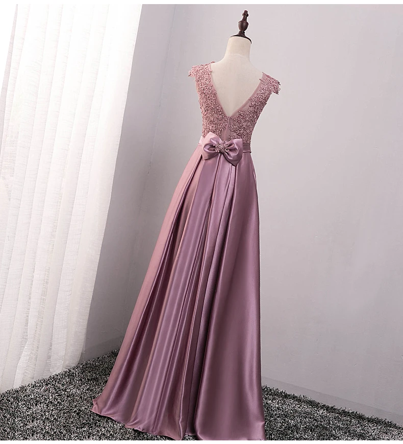 Vestido De festa casamento, Новое кружевное платье с открытой спиной, линия Румяна розового, золотого и серебряного цветов Королевский синий цвет Длинные платья подружек невесты элегантные damigella