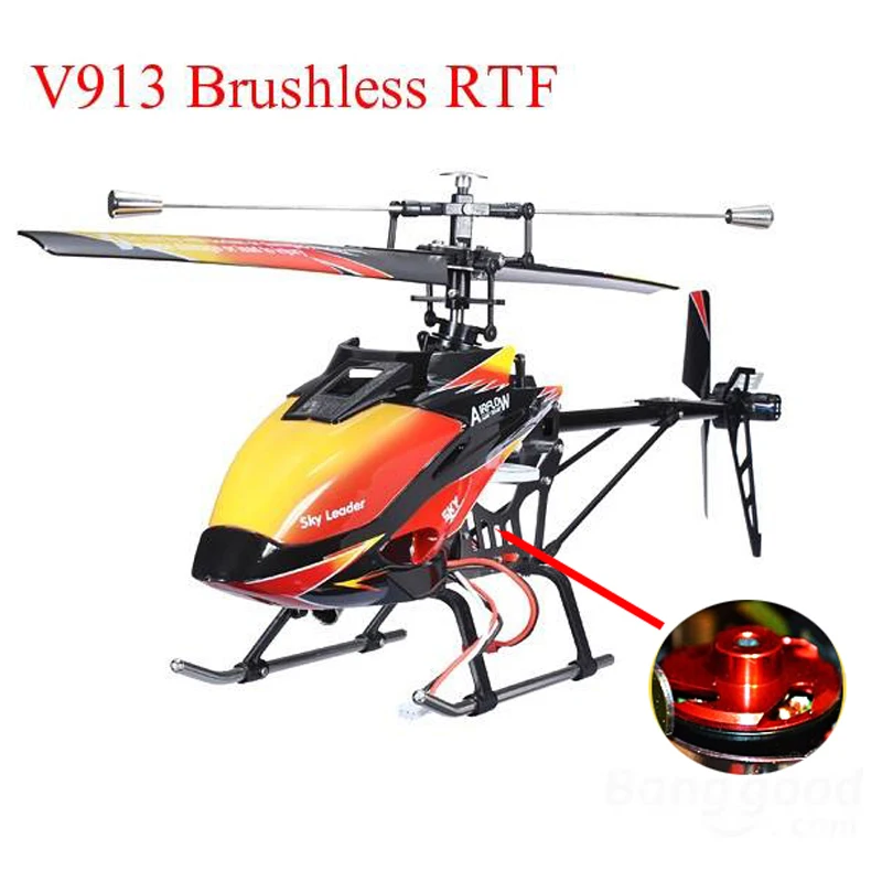 Бесщеточная версия WLtoys V913 4CH большой Радиоуправляемый вертолет RTF WL V913B 2 4G с