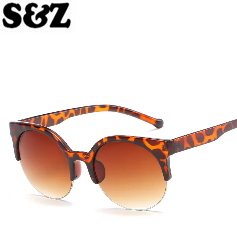 Leopard Brown Классические модные ретро дизайнерские солнцезащитные очки, супер полуоправа, кошачий глаз, полуоправы, женские солнцезащитные очки, очки - Цвет линз: Leopard Brown