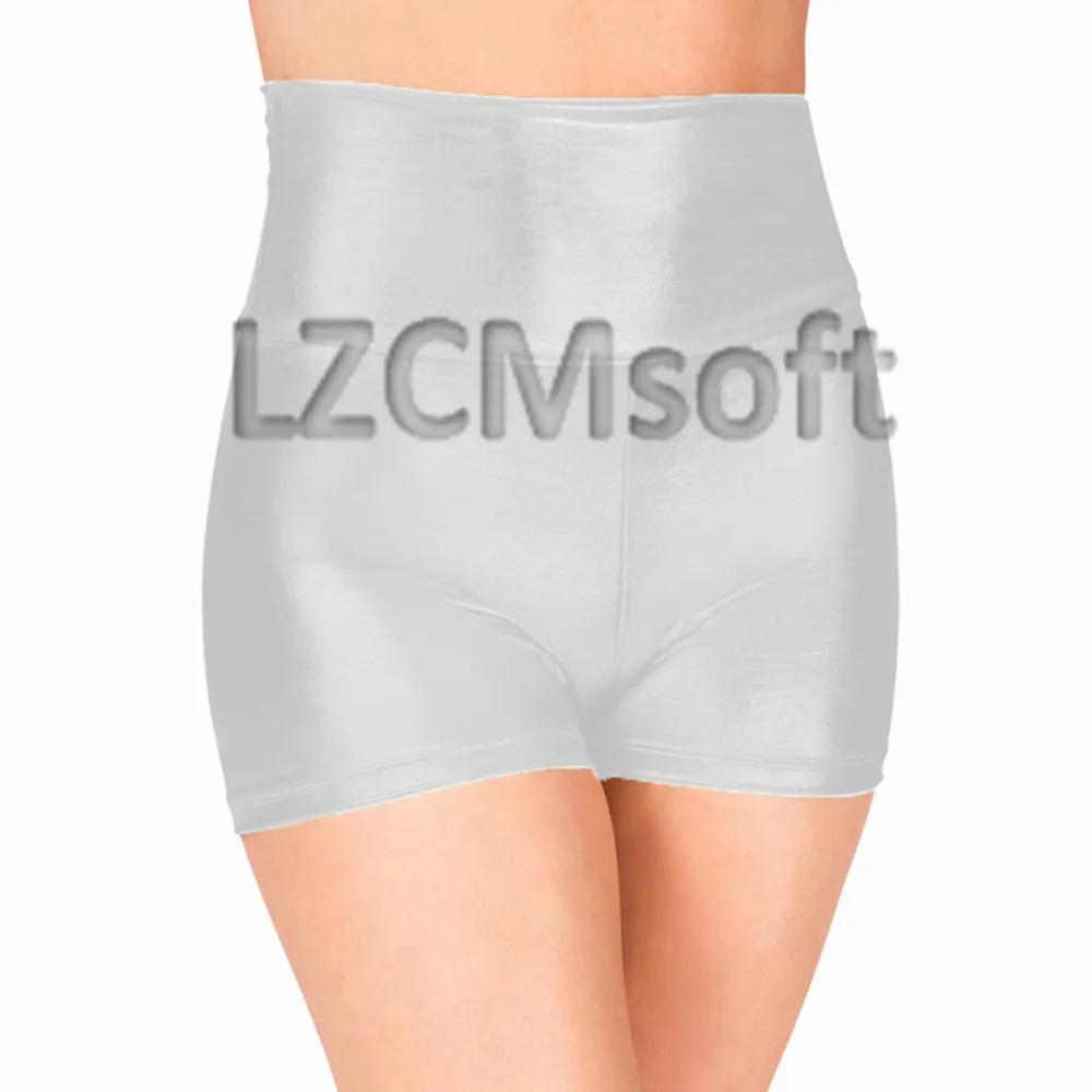 Silver LZCMsoft, для взрослых, фуксия, с высокой талией, танцевальные шорты, сексуальные, с мокром эффектом, обтягивающие, Rave Booty, шорты для сцены, металлические трусы - Цвет: Silver