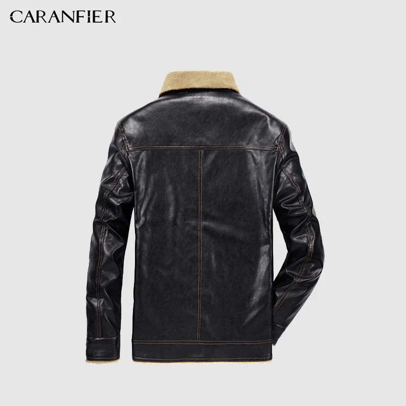 CARANFIER мужская кожаная куртка из ПУ деловая повседневная толстая теплая широкая