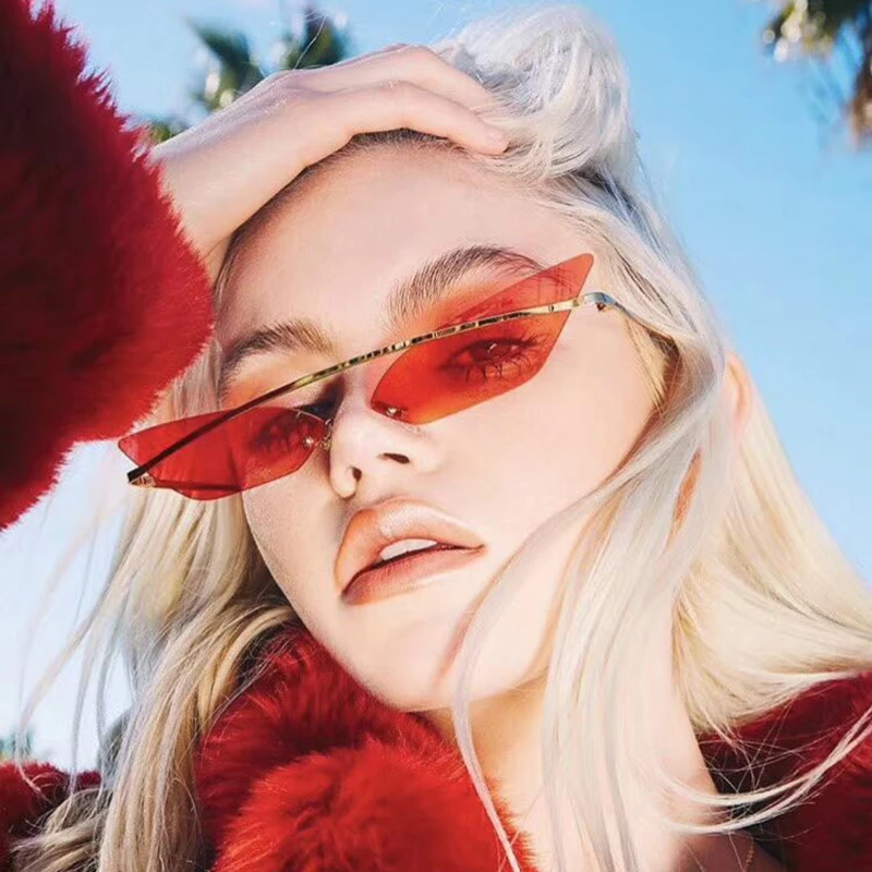 Солнцезащитные очки кошачий глаз женские крутые брендовые винтажные зеркальные