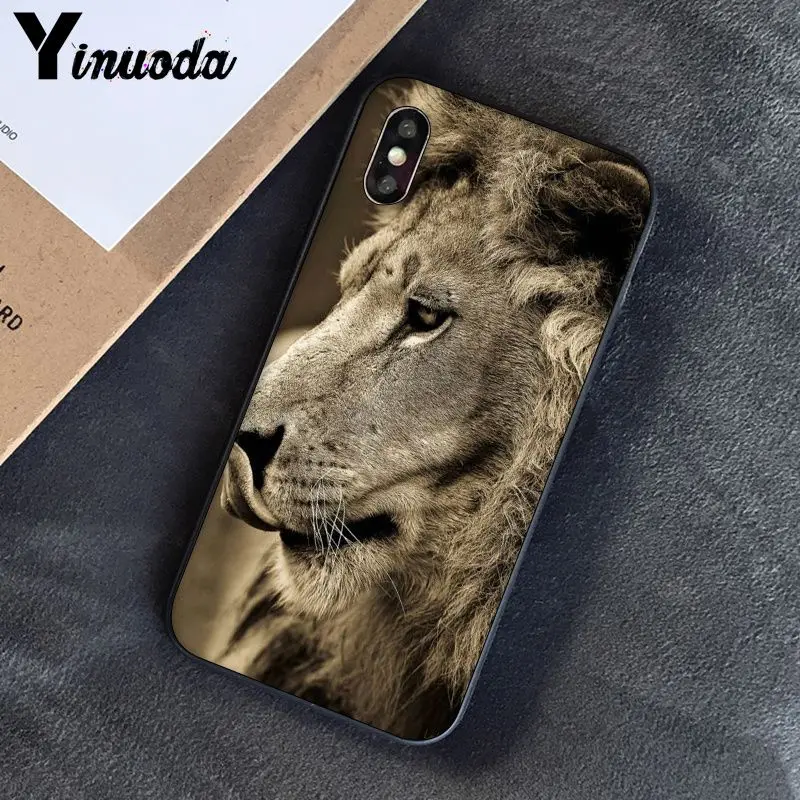 A15 Yinuoda Lion tiger Модный милый животный черный чехол для телефона чехол для Apple iPhone 8 7 6 6S Plus X XS MAX 5 5S SE XR чехлы - Цвет: A15