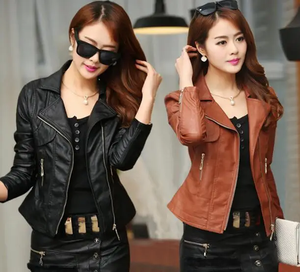 Женская Короткая кожаная куртка бомбер модель 2017 года|leather jacket women|pu leather womenshort |