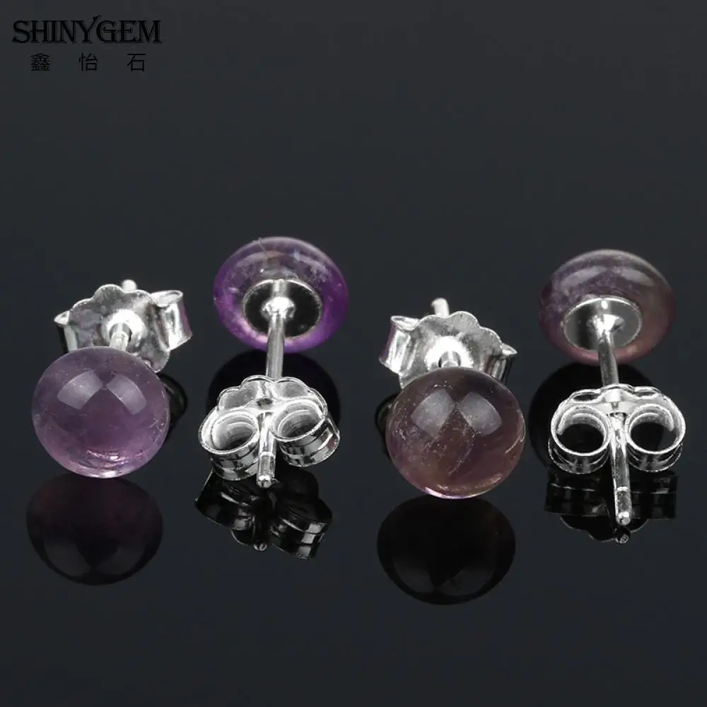 Женские круглые серьги-гвоздики ShinyGem 6 мм маленькие размеры милые класса ААА
