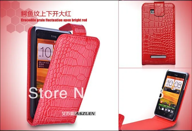 hot Free shipping Crocodile flip Leather Case for HTC One SU case cover T528W Dedicated phone protective holster |