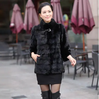 

Rhinestone Button Fashion Long Artificial Mink Fur Coat Female Stand Collar Whiter Women's Jacket Coat Of Faux Fur Coat Women