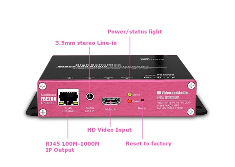 FMUSER H.264/H.265 IPTV кодировщик RTMPS HLS M3U8 HD к IP кодировщик для видео потокового видео Facebook Youtube Wowza, LAN подключение