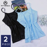 attraco women camisole underwear cotton soft slim sling tank tops adjustable straps night sleepwear fitness wear pack of 2