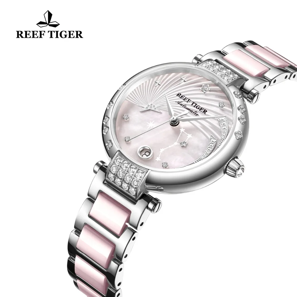 Reef Tiger/RT Роскошные модные автоматические часы Reloj Mujer женские бриллиантовые с